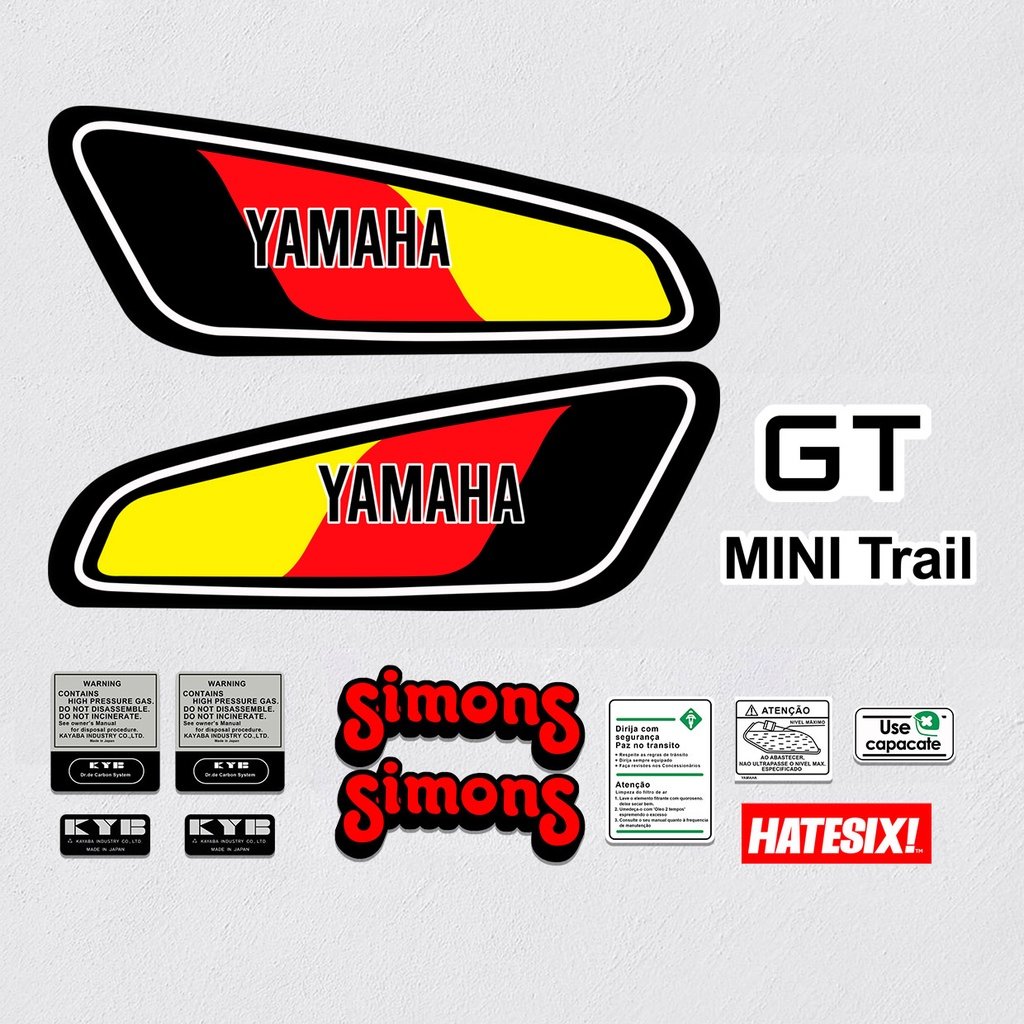 Yamaha GT80 1978 Yellow Mini Trail Decal Sticker Set Reproduction Automotive Vinyl Gloss Laminated