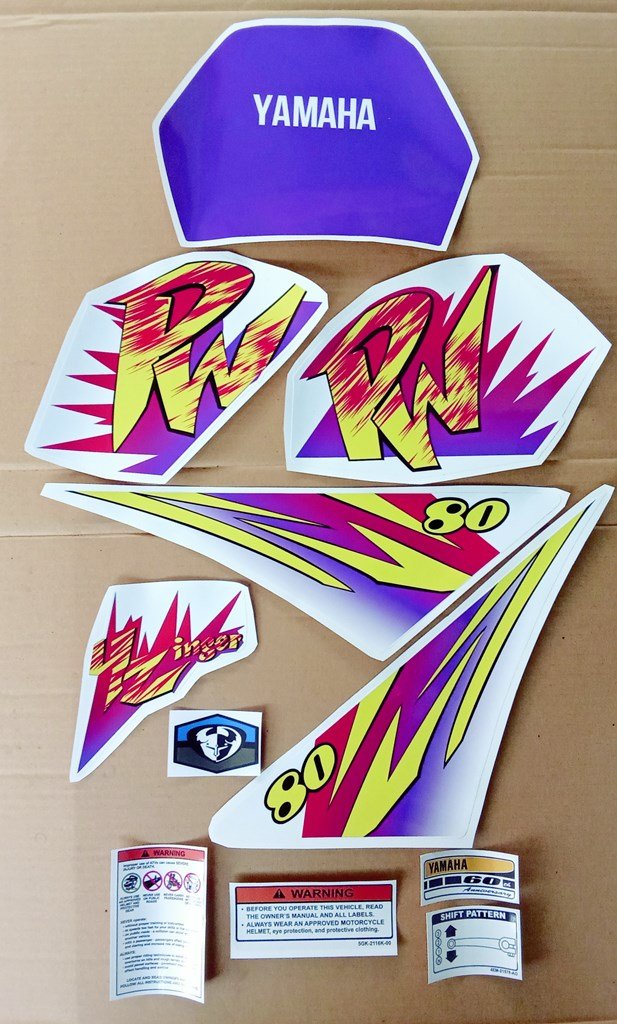 Yamaha PW80 Purple Decal Sticker Kit | New Reproduction Graphics | Automotive Grade Vinyl