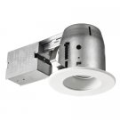 Commercial Electric 4 in. White LED Swivel Baffle, Round Trim