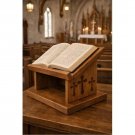 Wooden Bible Stand for Home or Church | Rustic Scripture Holder | Cross Carved