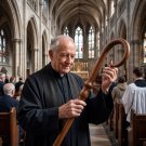 Bishop Crozier - Hand-Carved Pastoral Staff - Christian Clergy Crook - Liturgica
