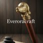 Antique Brass Dog Cane, Solid Wood Formal Walking Stick, Canine Sculpture Handle