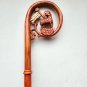 Handcrafted Teak Wood Bishop's Crozier, Carved Lamb of God Cross Pastoral Staff