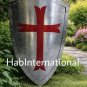 Templar Knight Shield: Steel Red Cross Crusader Battle Shield