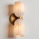 Handmade Double Brass Wall Sconce With Natural Alabaster Lamp | Mid Century Modern Luxury Wall