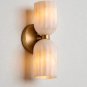 Handmade Double Brass Wall Sconce With Natural Alabaster Lamp | Mid Century Modern Luxury Wall