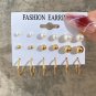 Fashion Geometric Hoop Earrings Set for Women Vintage Bohemian Pearl Gold Color Round Earring