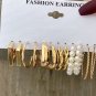 Fashion Geometric Hoop Earrings Set for Women Vintage Bohemian Pearl Gold Color Round Earring