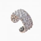 Silver wide face full diamond flower ring for women 2026 new ring, light luxury high-end finger ring