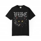 Smoky Black Cat Face T-shirt | Vintage Gothic Lettering