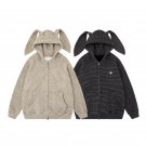 Women’s Loose Zip Up Hoodie Letter Print Kangaroo Pocket Casual Hooded Jacket