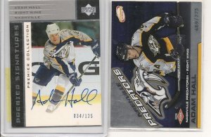 Adam Hall 03 UD Premier Coll. Signature #d34/125 RC + Atomic RC #489/775