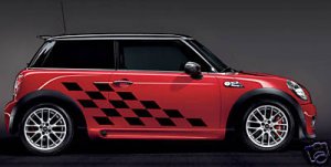 Mini Cooper racing checkered side body decal decals