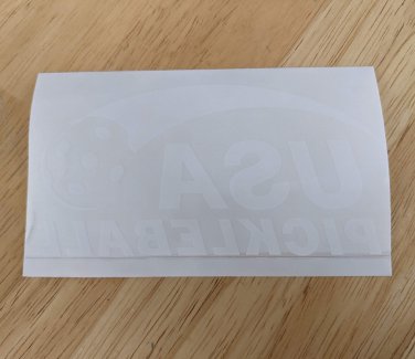 USA Pickleball Window Cling White Design on Clear Background 5 x 3"