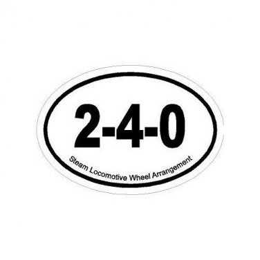 Steam Train Fan Oval Decal Bumper Sticker 2-4-0 Wheel Arrangement Free Ship!