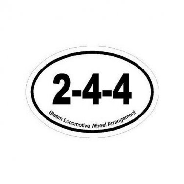 Steam Train Fan Oval Decal Bumper Sticker 2-4-4 Wheel Arrangement Free Ship!