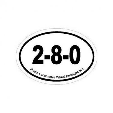 Steam Train Fan Oval Decal Bumper Sticker 2-8-0 Wheel Arrangement Free Ship!