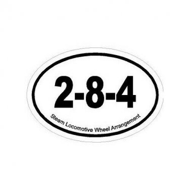 Steam Train Fan Oval Decal Bumper Sticker 2-8-4 Wheel Arrangement Free Ship!