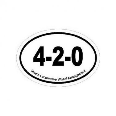 Steam Train Fan Oval Decal Bumper Sticker 4-2-0 Wheel Arrangement Free Ship!