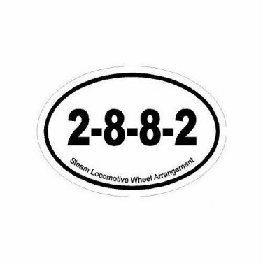 Steam Train Fan Oval Decal Bumper Sticker 2-8-8-2 Wheel Arrangement Free Ship!