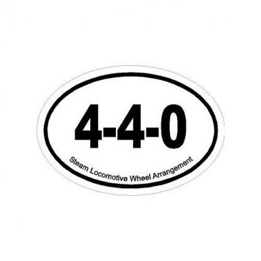 Steam Train Fan Oval Decal Bumper Sticker 4-4-0 Wheel Arrangement Free Ship!