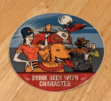 Laughing Lab Drink Beer With Character 4" Round Decal Bristol Brewing