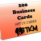200 Business Cards 14PT Double Sided UV Coated Custom
