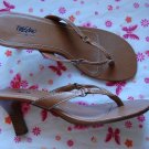 Mossimo Brown Leather High Heesl Size 10 Thongs Womens Shoes Sandals Sz 10