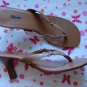 Mossimo Brown Leather High Heesl Size 10 Thongs Womens Shoes Sandals Sz 10