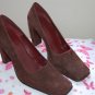 Vintage Nine West Leather Brown High Heel size 10 10.5 Pumps Womens Shoes
