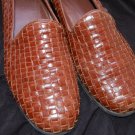 Bass size 8 M Flats Leather Brown Latice Weaved Loafers Flats Womens Shoes