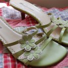 $70 Etienne Aigner Sz 9 Green Flower Slides Mules Womens Sandals