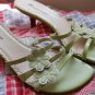$70 Etienne Aigner Sz 9 Green Flower Slides Mules Womens Sandals
