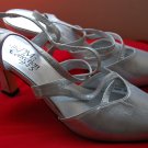 Vintage 80s Sz 10 Silver PM 925 High Heel Pumps Womens Shoes