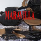 Maravilla Sz 11 W Brenna Black Leather Comfortable Womens Buckle Sandals New