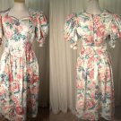 Vintage 80s Dynasty Dress Womens Size 10 Blair Heirloom Maxi Swing Puff Sleeves