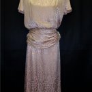 Vintage 70s 80s Rhinestone Banded Peach Womens Cocktail Dress Size 4