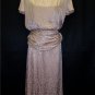 Vintage 70s 80s Rhinestone Banded Peach Womens Cocktail Dress Size 4