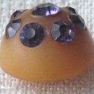 Vintage Purple Rhinestones Celluloid Plastic Button.