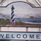 Wooden LightHouse Welcome Sign