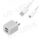 Dual Home AC Wall Charger +Micro-USB Data Sync Cable Samsung Note 2 Galaxy S4 S3