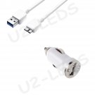 Car Charger + USB 3.0 Data Sync Cable Cord for Samsung Note 3 Galaxy S5 N9000