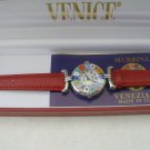Red Millefiori Murano Glass Watch .925 silver accents Stunning