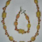 Jewelry set, freshwater pearls, polymer beads, carnelian chips