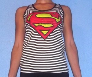 Size X-Small Supergirl Striped Racerback Tank