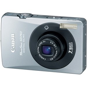 Canon 7.1MP Digital ELPH Camera w/ 3x Optical Zoom Lens and 3.0" LCD Silver/Black POWERSHOT-SD750BLK