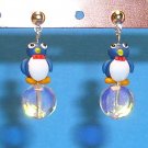 Mr. Ice Cube Penguin Silver Earrings