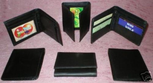 WHOLESALE LOT 10 MENS REAL GENUINE LEATHER BI + TRI FOLD WALLETS GROOMS GIFTS
