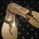 Free Shipping Gorgeous Gold & Brown Leather NINE WEST Sandals 8.5M