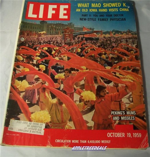 Life Magazine Oct 19 1959 Mao Peking Stengal Kruschev Daewin Missles